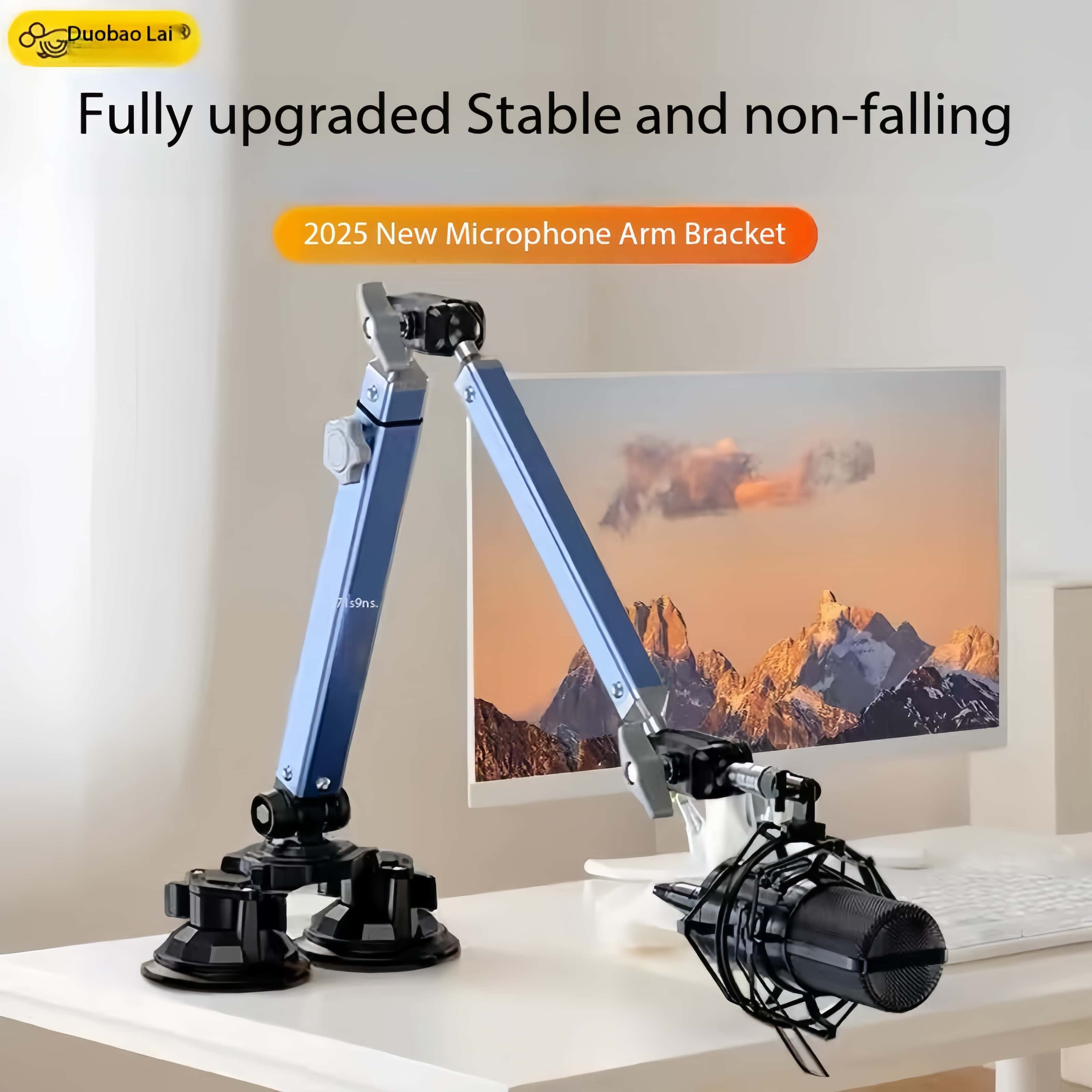 Microphone Arm Boom - Professional Dual Suction Cup Mount Flexible